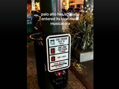 Un TikTok (captura de pantalla) mostrando el botón hackeado del paso de peatones en Palo Alto. (Fuente de la imagen: rosecampau en TikTok)